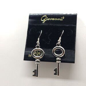 Giovanni Harry Potter Silver Tone Old Fashion Key Dangle Earrings Halloween